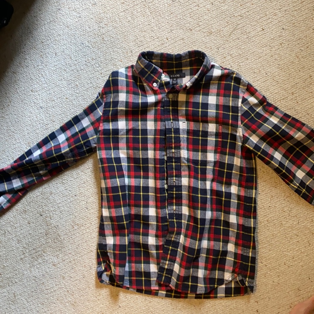 Boys button down, light flannel shirt
